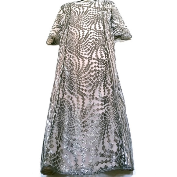 NWT | Free People x Anna Sui Sequin Embroidered Silver Front Slit Maxi Dress XS - Picture 11 of 15